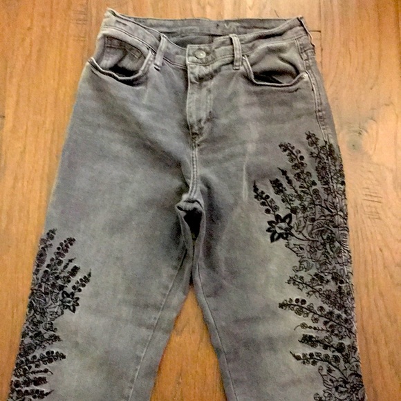 Free People Denim - Free People embroidered grey jeans